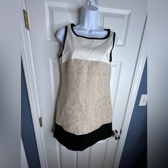 Karen Millen US 6 UK 10 Beige Black Colorblock Shift Cocktail Dress S - Picture 9 of 16